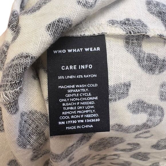WHO WHAT WEAR Cream and Black Linen Blend Leopard Print Cap Sleeve Dress xl - Picture 11 of 15